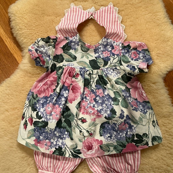 Vintage JoLene floral top and striped bloomers set - Picture 7 of 13